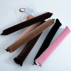Set of 6 velvet heatless hair rollers in various colors with hooks for overnight curling