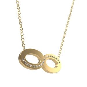 Detailed view of the 18k gold infinity pendant necklace with cubic zirconia pave