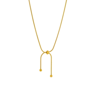 Elegante collana a maglia serpente dorata con chiusura a scorrimento regolabile e sfere
