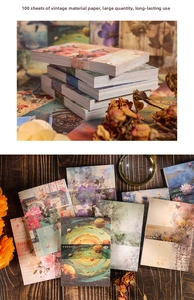Detail of 100 sheets vintage decorative paper for journaling featuring floral patterns