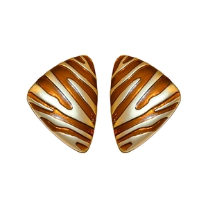 Boucles d'oreilles triangulaires plaquées or avec motif tigre en émail pour femmes