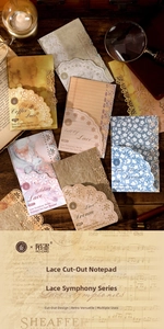 Detailed close-up of vintage hollow lace paper sheets for scrapbooking and decoration