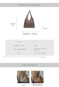 Detailed size specifications and color comparison for leopard print canvas tote bag