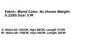 Detailed size chart showing S and M measurements for knit sweater and skirt set