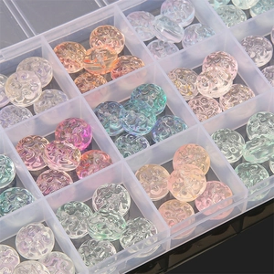 Glass Beads Swirl Pattern Embossed Transparent Flat Round Jelly Color Diy Jewelry Making Bracelet Findings Craft Supplies