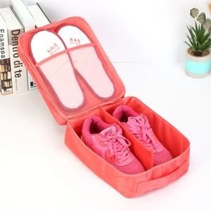 Bolsa de viaje impermeable de doble capa para zapatos en coral con varios compartimentos