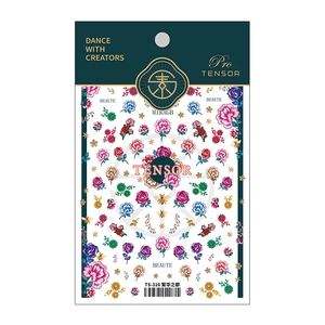 Floral nail art stickers with roses and daisies, 3D self-adhesive floral manicure decals