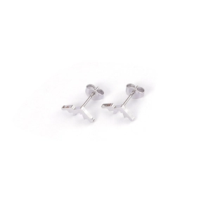 Boucles d'oreilles minimalistes en acier inoxydable argenté en forme de pic montagne