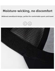Détail du bandeau anti-transpiration élargi et de la doublure en maille du chapeau noir
