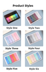 Dettaglio di sei set di linguette segnapagina in PET in colori fluorescenti e Morandi