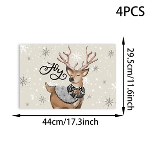 Detailed size view of Christmas placemat 44x29.5cm featuring reindeer and Joy lettering