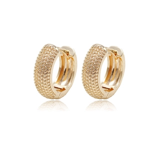 Minimalist 18k gold plated chunky hoop earrings with textured dotted surface on white background