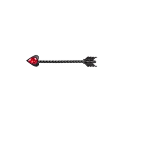 Piercing industriel en acier inoxydable noir avec flèche ornée d'un cœur rouge