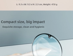 Detailed view of 9.3cm compact dental retainer box lid in transparent blue finish