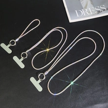 Detail showing braided phone lanyards in various lengths with secure connection patches