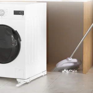 Universal white mobile washing machine stand with locking wheels for appliances
