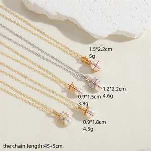 French vintage pearl zircon pendant necklaces with dimensions and weight specs