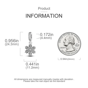 Pendentif flocon de neige en argent 24,3mm x 11,2mm avec poinçon S925 et zircone