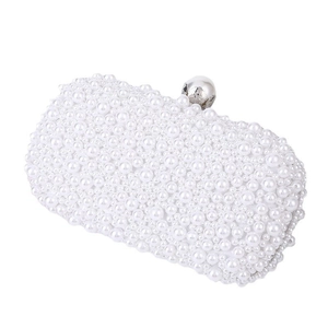 Elegant handmade pearl clutch bag with assorted white pearls for party evening events