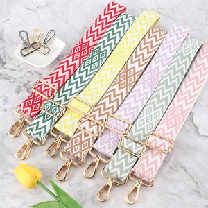 Jacquard Embroidered Bag Strap Adjustable Replacement Polyester Shoulder Belt Ethnic Geometric Pattern For Women Handbag