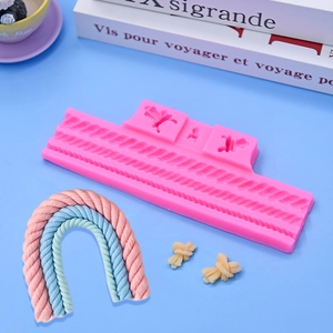 Braided rope and bow silicone fondant mold for cake decorating and DIY baking projects