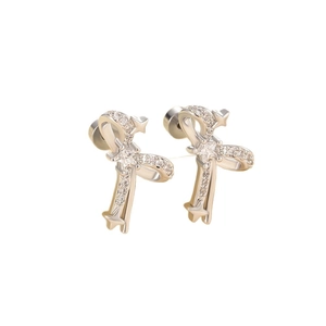Elegant silver bow earrings with sparkling crystals and a safe screw-back design