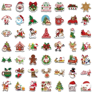 Set of 49 unique Christmas graffiti stickers featuring Santa and reindeer on white background