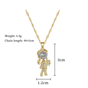 Detailed size specifications for the gold crystal girl pendant necklace and O-chain