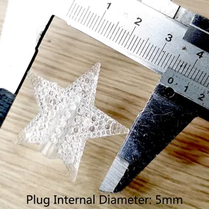 Detail showing measurement of 5mm inner diameter for transparent star Christmas tree topper