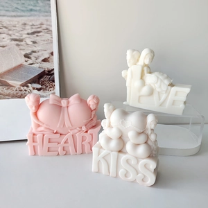 Romantic Heart, Kiss, and Love themed scented candles for Valentine's Day gift decor