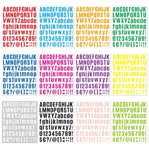 Colorful 12-sheet alphanumeric sticker set for DIY scrapbooking and water bottles