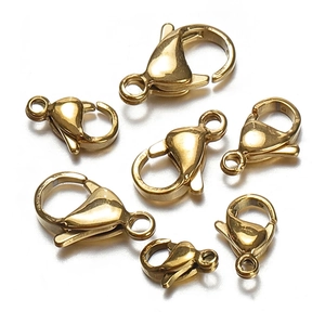 18k gold plated stainless steel lobster clasps in various sizes for DIY jewelry making