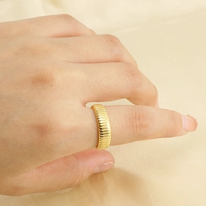 18K gold plated stainless steel adjustable ring with vintage textured spiral design