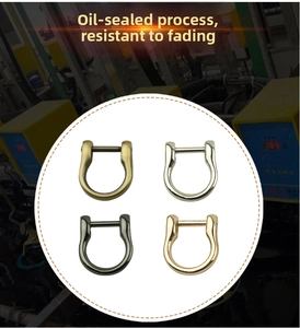U-shaped metal D-ring hardware with screw bar in four metallic finishes for bags
