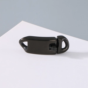 Close-up of a polished black stainless steel clasp for Cuban chain jewelry DIY