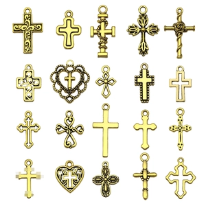 Vintage Alloy Cross Pendants Religious Metal Charms For Jewelry Making DIY Bracelet Necklace Earring Antique Gold Silver Accessories