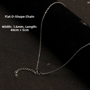 Detail of 1.6mm wide stainless steel O-chain with lobster clasp and 40cm plus 5cm extension