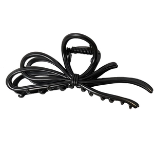Elegant black bow-shaped metal hair claw clip for women's sophisticated updo hairstyles