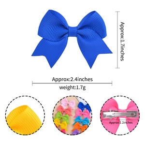 Bright blue 2.4 inch grosgrain ribbon hair bow clip for girls with size dimensions
