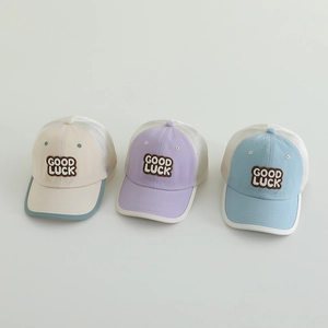 Kinder Mesh Baseball Cap Atmungsaktive Trucker Hat Baumwollmischung Sonnenschutz Good Luck Patch Jungen Mädchen Sommer