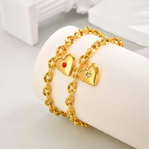 Braccialetto Medaglione a Cuore in Acciaio Inossidabile Oro Con Chiusura a Scomparsa in Zirconia Gioielli di Moda per Donna Regalo Elegante