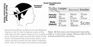 Guide des tailles pour béret en denim avec tableau des mesures et étapes de mesure