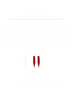 Detail of red rhinestone tassel earrings with silver needles, 9.7cm length drop style