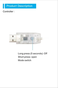 Detailed view of the USB controller for the LED star light showing power and mode operations