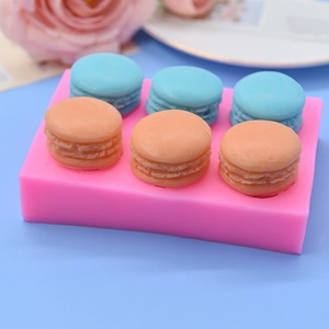 Silikonform für 6 Macarons zur Herstellung von Seifen und Kerzen in Rosa für DIY-Projekte