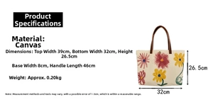 Size chart showing canvas handbag dimensions: 32cm width and 26.5cm height measurements