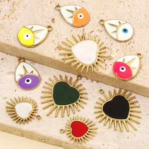 French water drop devil's eye and heart shape enamel stainless steel pendant charms