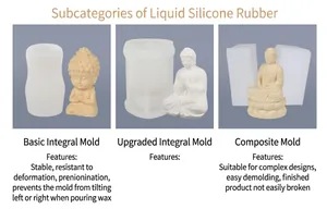 Three types of wave cylinder silicone molds for Buddha statues and candle making