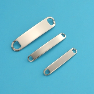 Polished silver stainless steel curved bar connector tags in three sizes for DIY jewelry