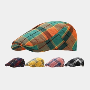 Klassische Karierte Schiebermütze Vintage Britischen Stil Ivy Hut Für Männer Frauen Verstellbare Metallschnalle Tartan Baskenmütze
